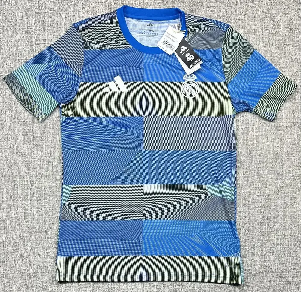 Real Madrid Jersey Mens M Blue Pre-Match Soccer Adidas AEROREADY JP4155 25/26